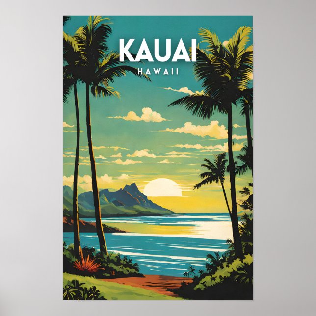 Poster Kauai Hawaii Nostalgic Vintage (Frente)