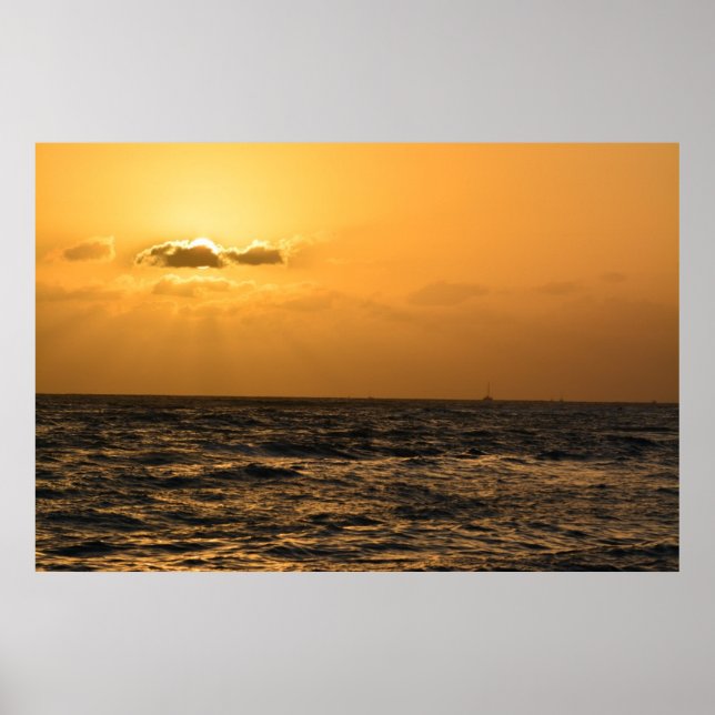 Poster Kauai Hawaii Ocean Sunset (Frente)