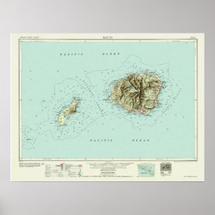 Pôster Kauai--Mapa 1954