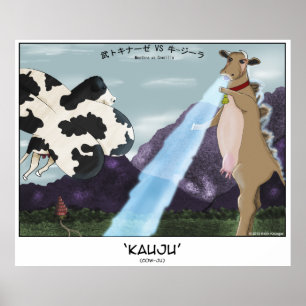 Pôster Kauju! (Vaca-Ju) -- Moothra contra Cowzilla