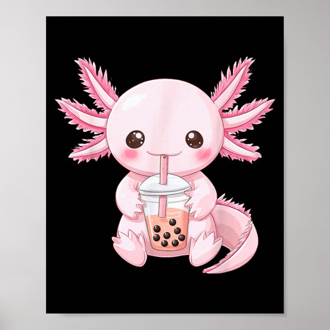 Poster Kawaii Anime Axolotl Boba  (Frente)