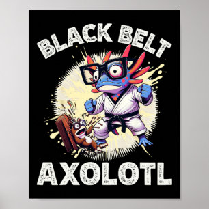 Poster Kawaii Axolotl Faixa Preta Karate Kickboxing Artes
