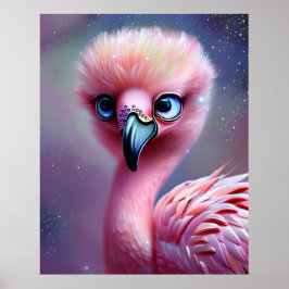Poster Kawaii Baby Flamingo, bonito e adorável