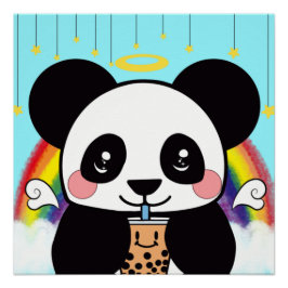 Pôster Kawaii Boba Panda Bear