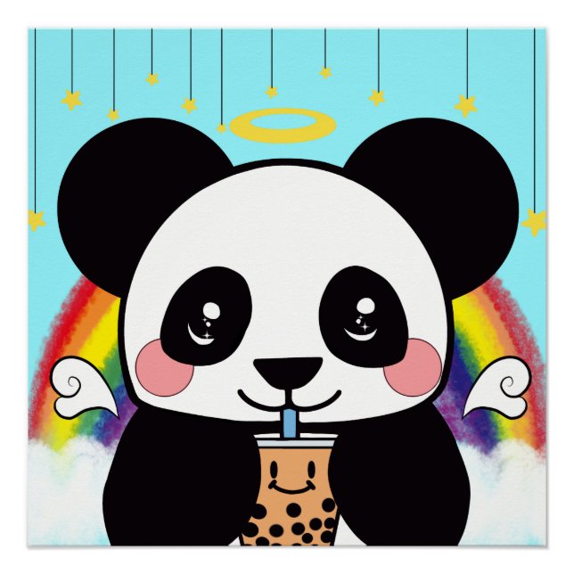 Pôster Kawaii Boba Panda Bear (Frente)