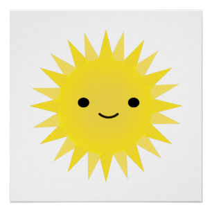Pôster Kawaii bonito Sun de sorriso
