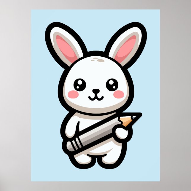 Poster Kawaii Bunny Estudante (Frente)