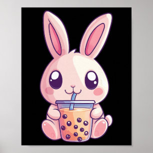 Poster Kawaii Bunny Rabbit Boba Chá Chá de Bolhas Anime F