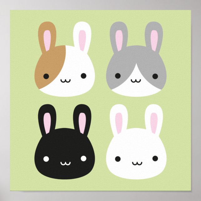 Poster Kawaii Bunny Rabbits (Frente)