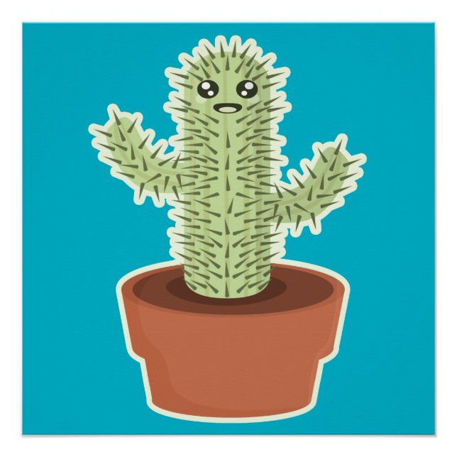 Pôster Kawaii Cactus (Frente)