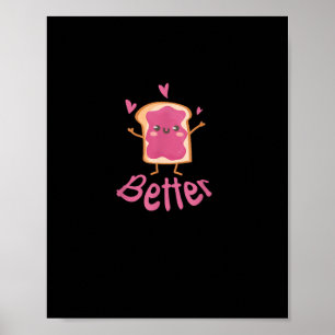 Poster Kawaii Casal de Amendoim e Geleia Melhor Juntos