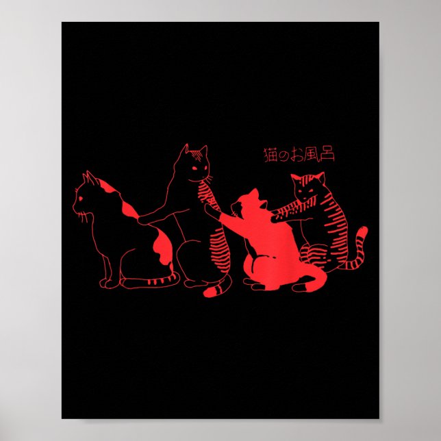 Poster Kawaii Cats Japanese Streetwear Harajuku Aesthetic (Frente)