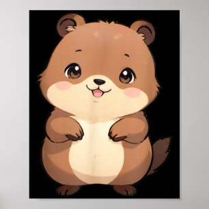 Poster Kawaii Chibi Marmota - Panfurware Llc