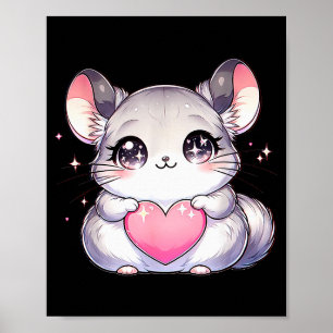Poster Kawaii Chinchila Dia dos Namorados Crianças Adoles