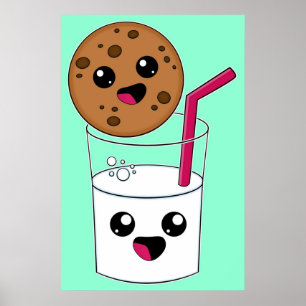 Poster Kawaii Cookie e milk