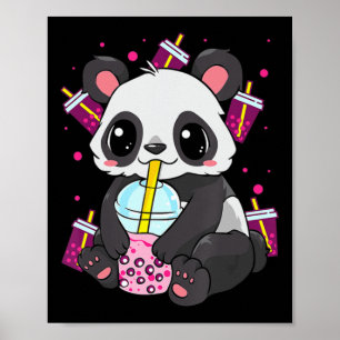 Poster Kawaii Cute Anime Panda Boba Bubble Tea Otaku Men