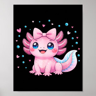 Poster Kawaii Cute Axolote Coquete Laço Mulheres Meninas