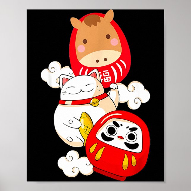 Poster Kawaii Daruma Japanese New Year 2026 Year Of The H (Frente)
