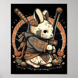 Poster Kawaii - Estilo Japonês Samurai Bunny Anime