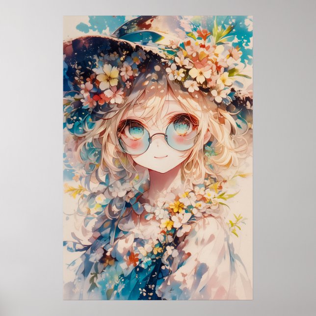 Poster Kawaii Floral Girl (Frente)