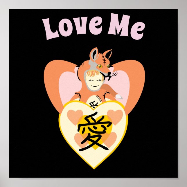 Poster Kawaii Foxy Cosplay Love Heart (Frente)