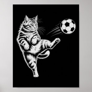 Poster Kawaii Futebol Gato Superstar Jogar Mãe Gol Crianç