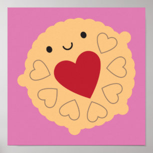 Poster Kawaii Jammie Dodger Biscuit