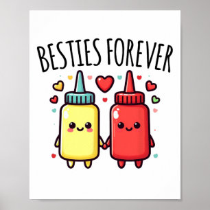 Poster Kawaii Ketchup E Mostarda Funny Bff Correspondendo