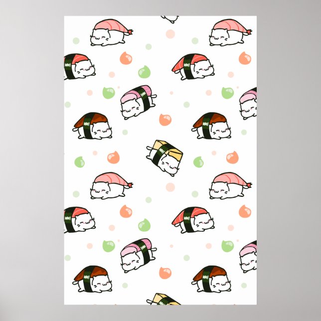 Pôster Kawaii Neko Nigiri (Frente)