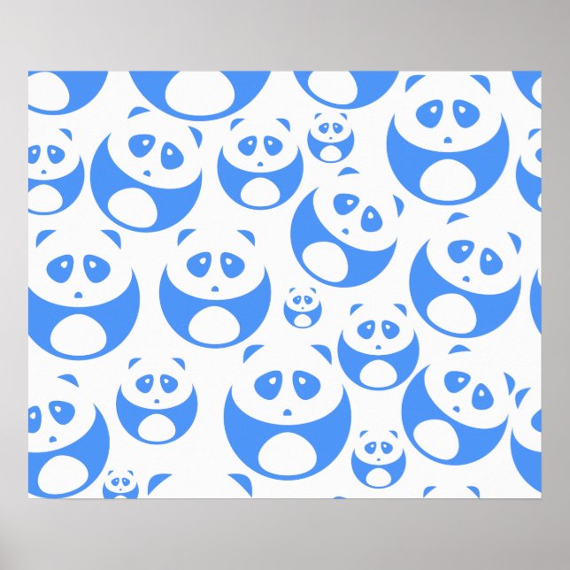 Poster Kawaii Panda Baby Blue and WhitePattern (Frente)