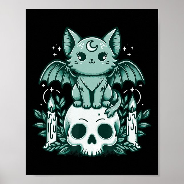Poster Kawaii Pastel Gótico Cute Creepy Skeleton (Frente)