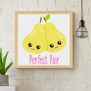 Poster Kawaii Pear Casal Perfeito Par Funny Pun