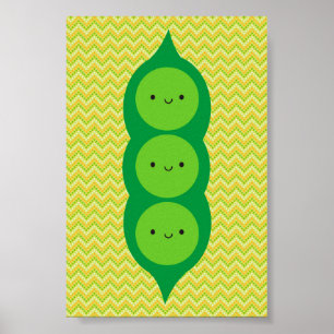 Pôster Kawaii Peas em um Pod