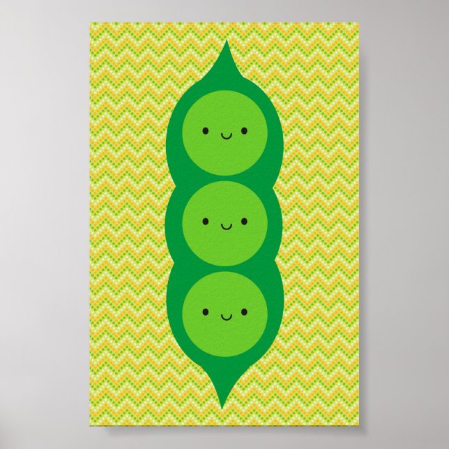 Pôster Kawaii Peas em um Pod (Frente)
