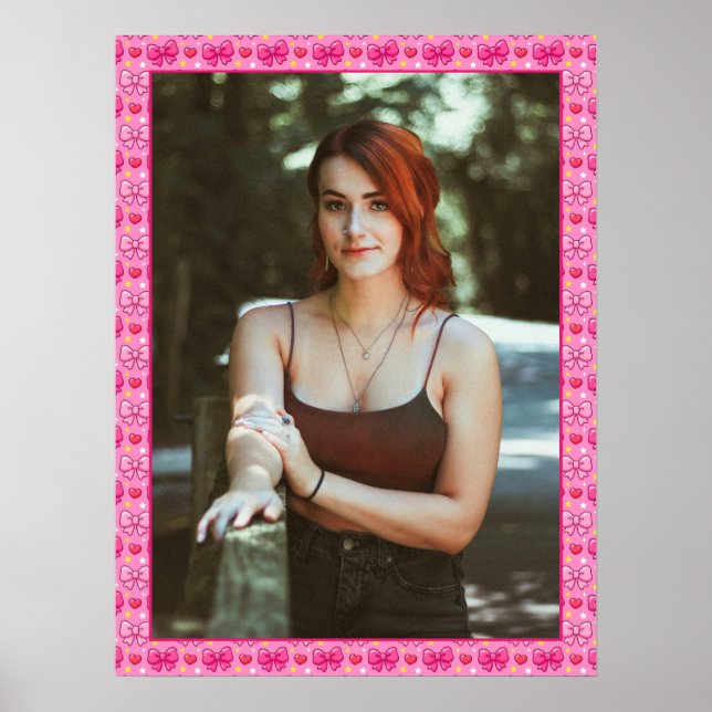 Poster Kawaii Pink Bows Custom Photo (Frente)