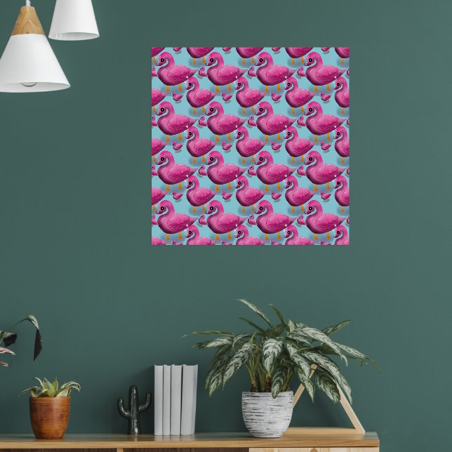 Poster Kawaii Pink Duck Pattern – Adorable Aesthetic Maxi (Sala de Estar 1)