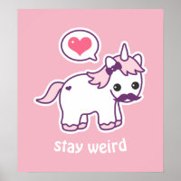 Kawaii Pink Mustache Unicorn