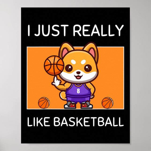 Poster Kawaii Shiba Inu, Custa, Eu Gosto Muito De Basketb (Frente)