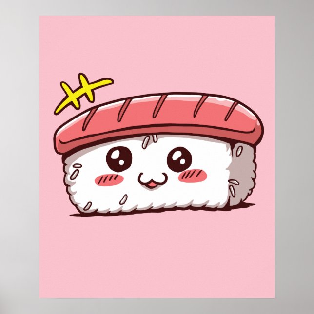 Poster Kawaii Sushi - Comida Japonesa Cute (Frente)