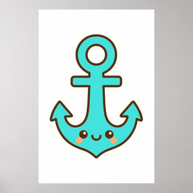 Poster Kawaii Turquoise Anchor - Whimsical & Cheerful (Frente)