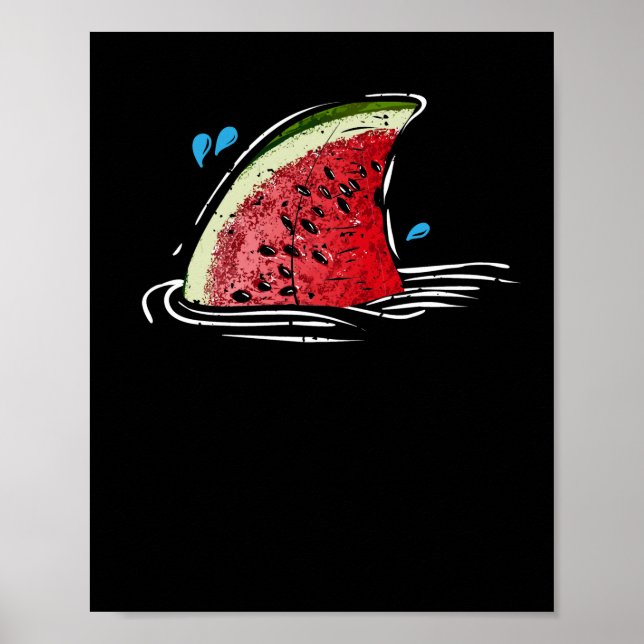 Poster Kawaii Watermelon Shark Fin Family Summer Vacation (Frente)