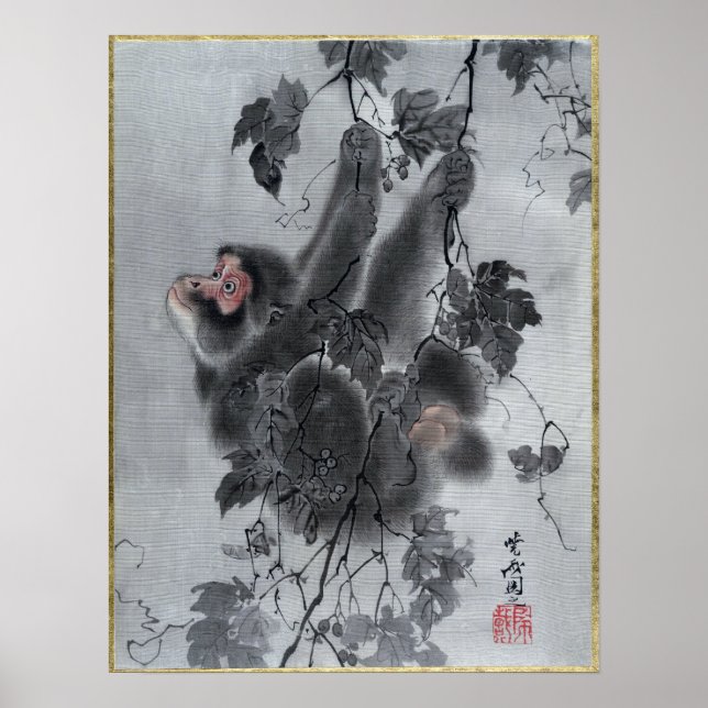 Poster Kawanabe Kyōsai Monkeys (Frente)