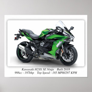 Poster Kawasaki H2SX SE Ninja Motocicleta - A3