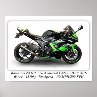 Poster Kawasaki ZX636 EGFA Edição Especial Motociclo - A3