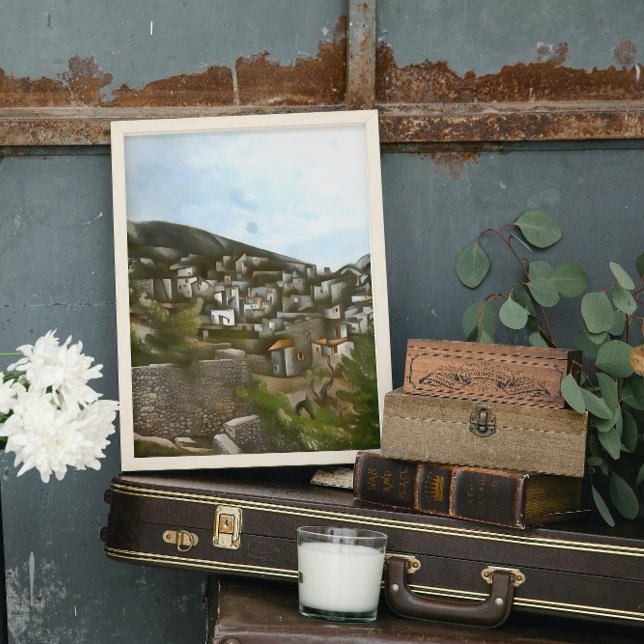 Poster Kayakoy Histórica Grego Casas Abstrato artísticas (Criador carregado)