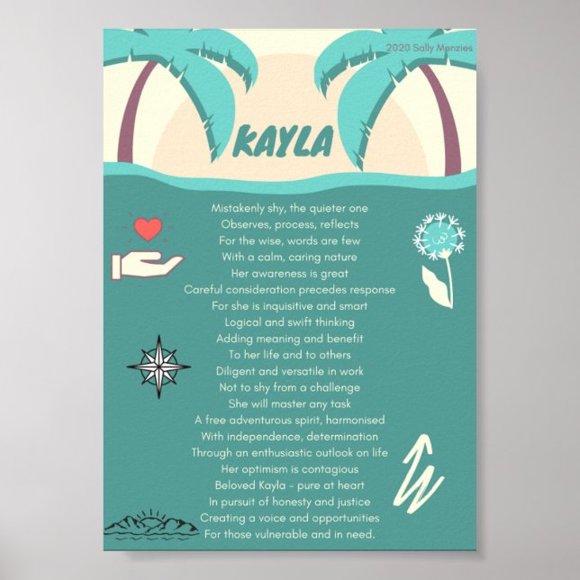 Poster "Kayla" Nome Poema (Frente)