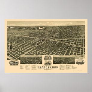 Poster Kearney, mapa panorâmico do NE - 1889