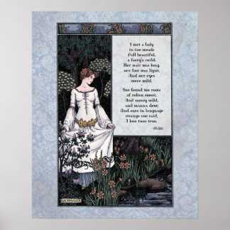 Poster Keats "La Belle Dame" Poesia de Arte Vitoriana 16x