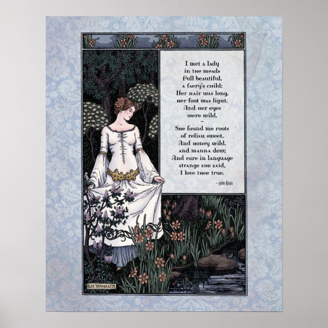 Poster Keats "La Belle Dame" Poesia de Arte Vitoriana 16x (Frente)