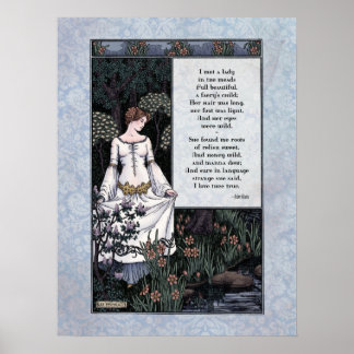 Poster Keats "La Belle Dame" Poesia de Arte Vitoriana 18x